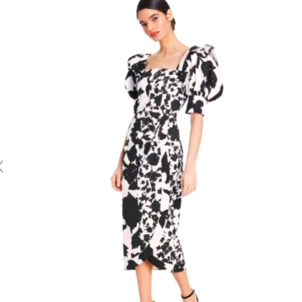 NWT Christopher John Rogers Black and White Floral Dress Target size 12